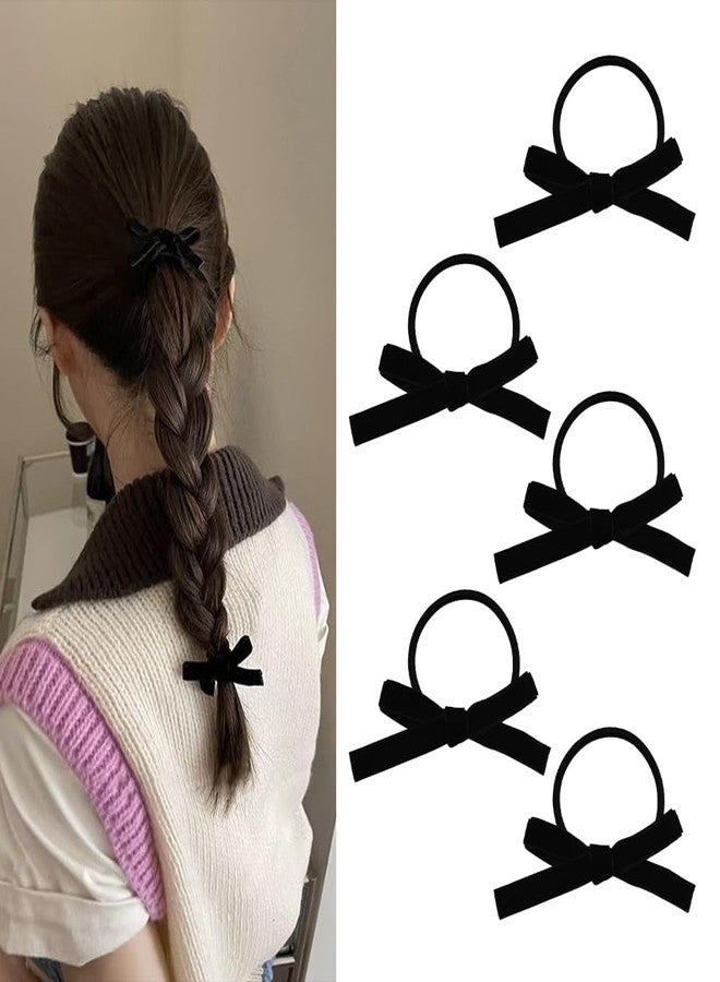 YangQian Hair Ties with Small Bows for Women Girls Bowknot Elastic Hair Tie Halloween Bow Knot Hair Scrunchies Hair Rope Ponytail Holders for Thin Fine Hair Accessories Hair Band Bow Decorative Hair Ties 4Pcs - Image 1